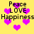 Yellow background with repeated text and pink heart shapes in a pixelated style.