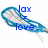 Pixelated blue and white icon of a lacrosse stick with blue text reading 'lax' and 'love' overlaid on the image.
