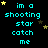 A black background displays cyan text reading "im a shooting star catch me" with yellow and brown stars scattered around, animated to shift positions across frames.