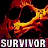 A 48x48 pixel buddy icon divided into four quadrants with a fiery skull, a man's face, the word "SURVIVOR," and the name "SHANE" on an orange background.
