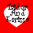 Red background with four white heart shapes, each containing black text reading 'Ladq Adq Kartss' with a diagonal line through the text.