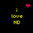 Yellow text 'i love HD' on black background with pink pixel art symbols above and around the text in different configurations.