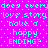 Cyan pixelated text on a bright pink background with white dots, repeating the phrase "does every love story have a happy ending?" in two