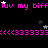 Pixelated text and star symbols repeat across a black background with pink and white elements.