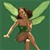 Pixelated image of a winged figure with brown hair, green wings, and a green top against a green background.
