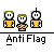 Pixel art animation of three yellow-shirted figures holding flags, transitioning from small to large flag sizes with red-and-white stripes and blue stars.