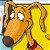 A pixelated cartoon dog character with long ears and a red collar on the left, next to green text reading "Original Icons .com" on a dark green background.