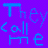 Four quadrant of pixelated text with color-shifted lettering across blue, purple, green, and pink backgrounds