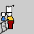 Animated contact sheet of a pixel art character cooking, showing multiple frames with text bubbles and hand gestures against gray background.