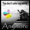 A grayscale image of a person sitting on steps holding a string attached to colorful balloons, with text above and below.