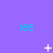 Purple background with cyan 'lee' text repeated in a , white pixelated symbols changing across frames