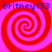 Four identical spiral patterns arranged in a with blue text reading "britney<33" above and below the top-left and bottom-left spirals