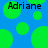 Blue background with green circles and black text reading 'Adriane' in two locations.