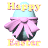 Animated Easter egg with pink bow, yellow 'Happy Easter' text above and below on white background.