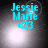 Pixelated cyan text "Jessie Marie" above a cyan heart symbol with number 03, set against a grayscale gradient background that shifts brightness and position across frames.