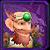 Pixelated avatar with light skin tone, green cap, and brown hair, set against a purple gradient background.