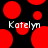 Red circular shapes float against a black background with the name 'Katlyn' displayed in white pixelated text.