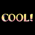 Animated sequence of 'COOL!' text in metallic gradient with chromatic aberration effects, displayed across multiple orientations and partial views on black background.