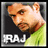 Pixelated image of a person with light brown hair and beard wearing dark shirt over green garment, text 'RAJ' below.