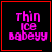 Four square with red borders display pink pixelated text 'thin ice babeyy' on black backgrounds, each showing a different animation state