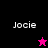 Four display 'Jocie' text with star symbols; top-left black background has pink star, bottom-left pink background has black star, top-right and bottom-right purple backgrounds have white text