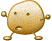 Six pixelated round characters with brown outlines and beige bodies display sequential facial expressions against a gray background.
