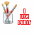 Animated contact sheet of a glass jar with paintbrushes and flowers, displaying sequential text changes in red pixelated font below the jar.
