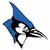 Pixelated blue-hatted figure with white face and black clothing holding a lacrosse stick, next to text reading JHU Lacrosse on black background.