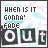 Pixelated icon with text 'WHEN IS IT GONNA FUSE' over light blue and pink cloud background, featuring black outlined circular and square shapes.