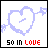 Pixelated heart with arrow and text '50 in LOVE' on white background.