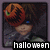 Pixelated Halloween-themed icon shows a large orange pumpkin with green eyes and black mouth, dark background with blue and white speckles, and 'halloween' text at bottom.