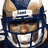 Pixelated football helmet with blue and tan colors, featuring EA Sports logo and 'Madden 2003' text on a circular emblem below.
