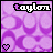 Animated icon with repeating purple pattern, 'taylon' text at top left, and small heart symbol in bottom left corner.