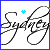 Pixelated cursive text 'Sugary' with a small plus symbol above the first letter, bordered by blue and cyan frames.