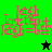 Pixelated text and star symbols on green and black backgrounds with red text and star colors.
