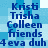 Blue pixelated text on a blue and white checkered background, with repeated names and phrases in a