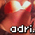 Pixelated image with red and orange gradient background, white heart shape, and white text 'odri.' at bottom.