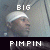 Animated sequence showing a person in three distinct scenes with text overlays, including 'BIG' and 'PIMPIN'.