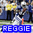 Pixelated image of a football player in white uniform with blue numbers, surrounded by other players and spectators, featuring text overlays.