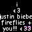 Pixelated text and symbols on black background with pink heart accents, featuring repeated names and firefly references.