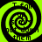 Four identical spiral patterns with black outlines on a bright green background, each containing fragmented text elements.