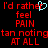 Red pixelated text on black background with cyan heart symbol, repeated twice in mirrored layout.
