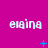 nine identical white 'elaina' text icons on a solid magenta background, with blue plus and star symbols scattered around the center