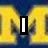 Yellow block letters spelling 'MICHIGA' on a blue background with three white heart icons and a black vertical bar.