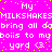 A static image with bright pink background and white pixelated text repeating 'My MILKSHAKESMILKSHAKES bring all dabring all do boiis to myboiis to my yard <3' in multiple lines.