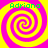 Four identical spiral patterns in yellow and pink with green text reading 'Adriana' at each corner.