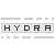 Pixelated text 'HYDRA' in black uppercase letters on a light gray rectangular background, framed by white borders and surrounded by empty gray rectangles.