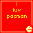 Red square icon with yellow border containing "i luv pacman" text and Pac-Man character in bottom-right corner.