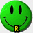 Green and yellow smiley face icons with black rectangular text boxes containing 'R', 'H', and 'E' on a white and green background.