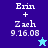 Four display 'Erin + Zach 9.16.08' text with star icons; top-left and bottom-left have blue backgrounds, top-right and bottom-right have light blue backgrounds
